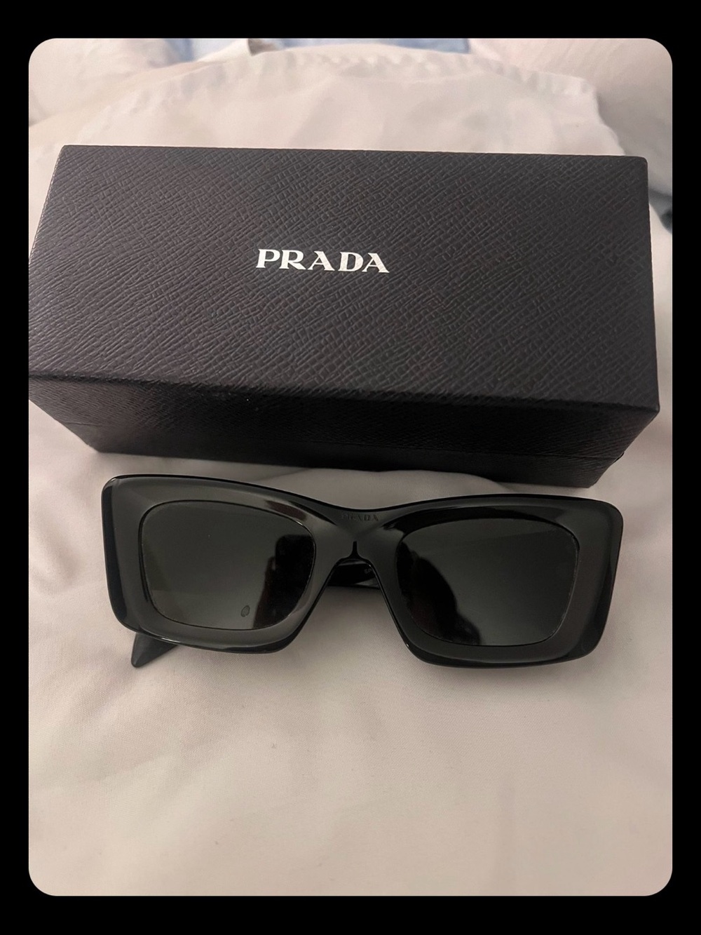 Prada Black Oversized Rectangular Sunglasses